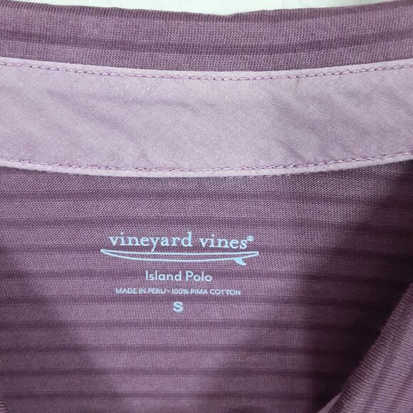 Vineyard Vines Island Polo Mens S Purple Striped Short Sleeve Shirt Pima Cotton - Picture 4 of 7